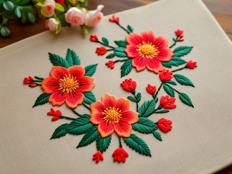 準備郵寄到澳洲的工藝品：刺繡