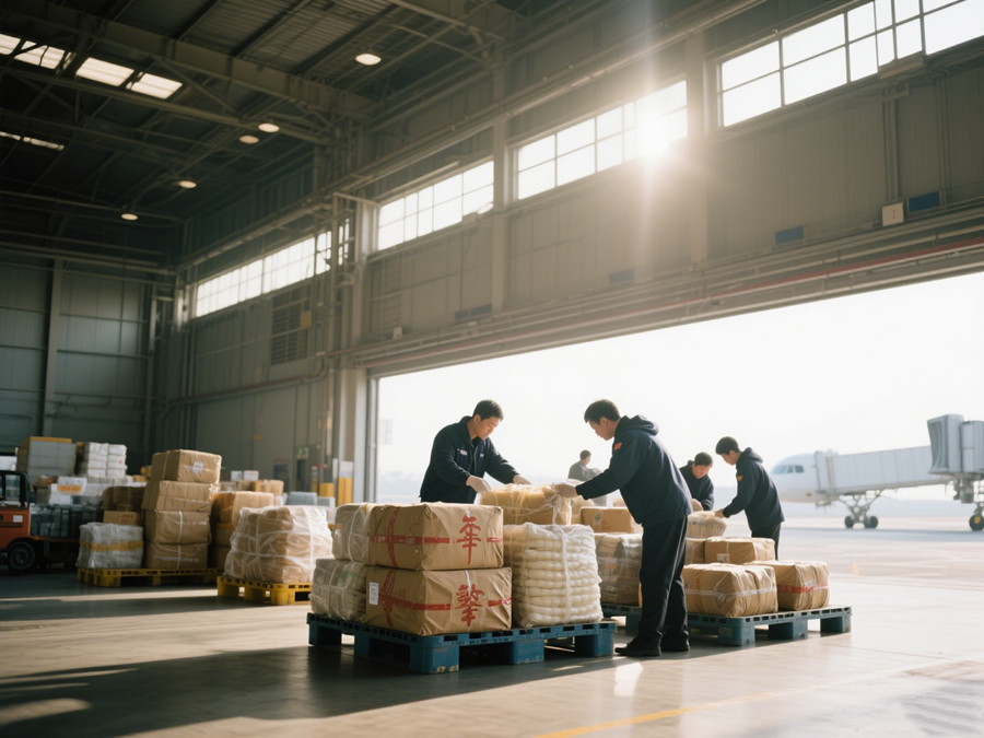 快遞人員正在倉庫搬運快遞