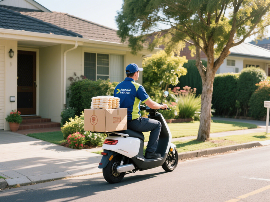 快遞人員正在澳洲派送快件