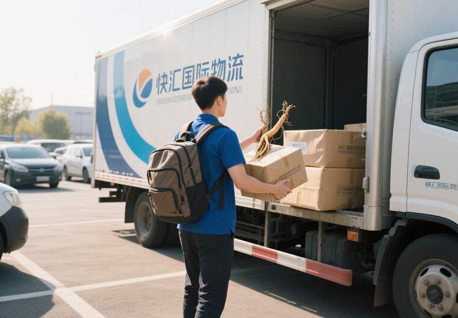 快匯國際物流工作人員正在幫客戶郵寄人參到澳洲 快匯國際物流工作人員正在幫客戶郵寄人參到澳洲